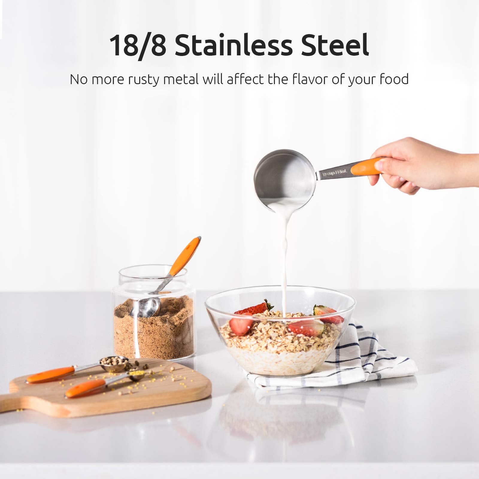 Measuring Cups : U-Taste 18/8 Stainless Steel Measuring Cups and Spoons Set of 10 Piece, Upgraded Thickness Handle(Black)