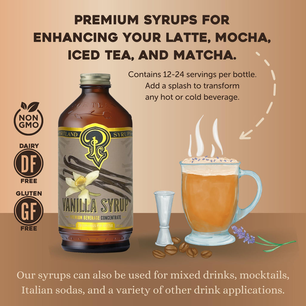 Portland Syrups Brown Sugar Simple Syrup - Drink Mix for Crafting Cocktails, Sugar Syrup for Drinks, Simple Syrup for Coffee, Mocktails, Baking, 12 oz, Pack of 2