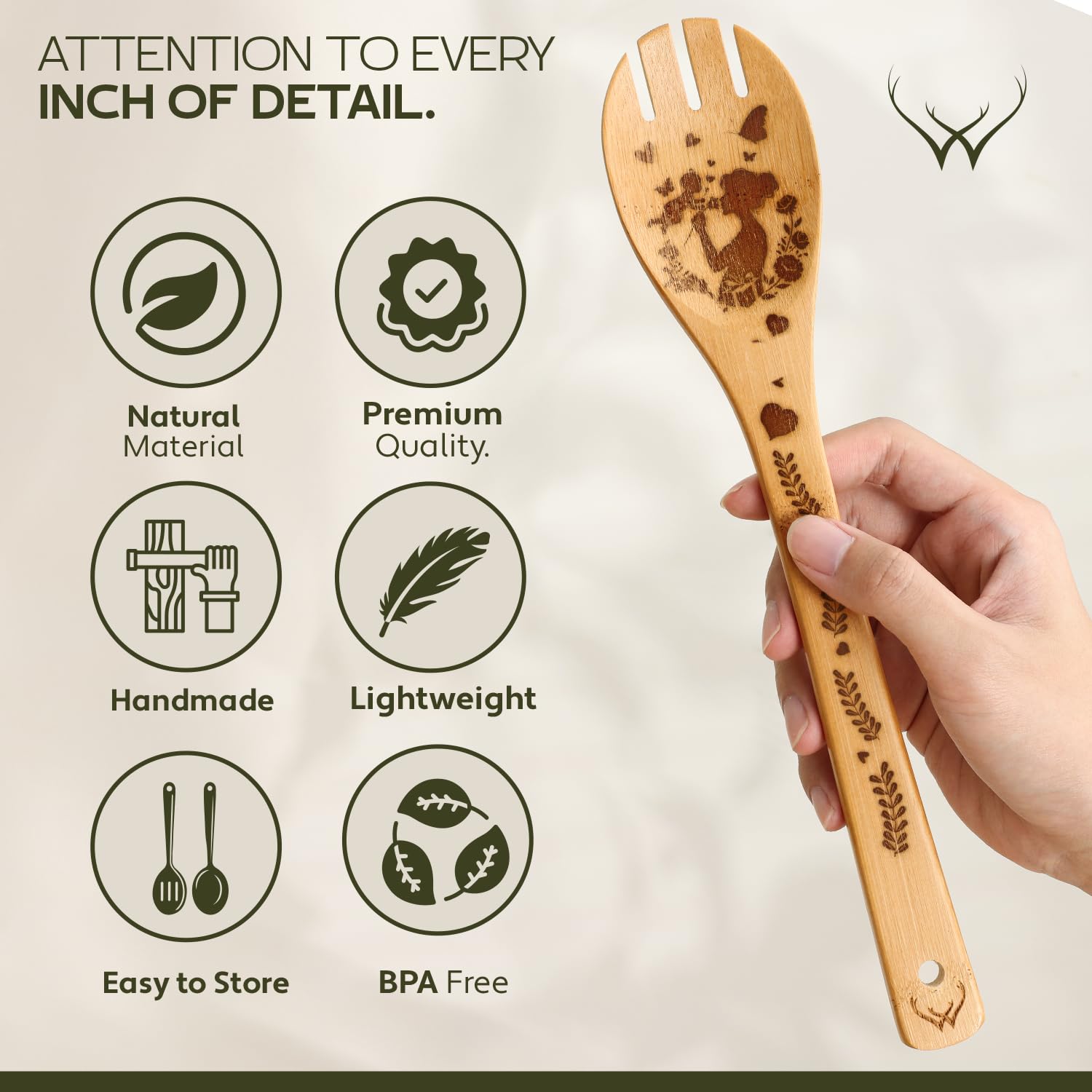 Wooden Spoons for Cooking set of 6 – Premium Wooden Utensil set for everyday use – Versatile Cooking utensils set safe for nonstick pans – Durable wooden spoon kitchen utensils set
