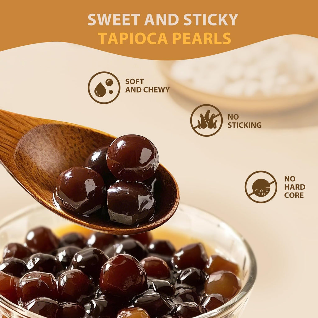 Soeos Tapioca Pearls 2.2 lb (998g), Boba Pearls for Bubble Tea, Beverages, Sweets, Ice Cream, Shakes, Desserts & Smoothies Topping - Ready in 5 Minutes