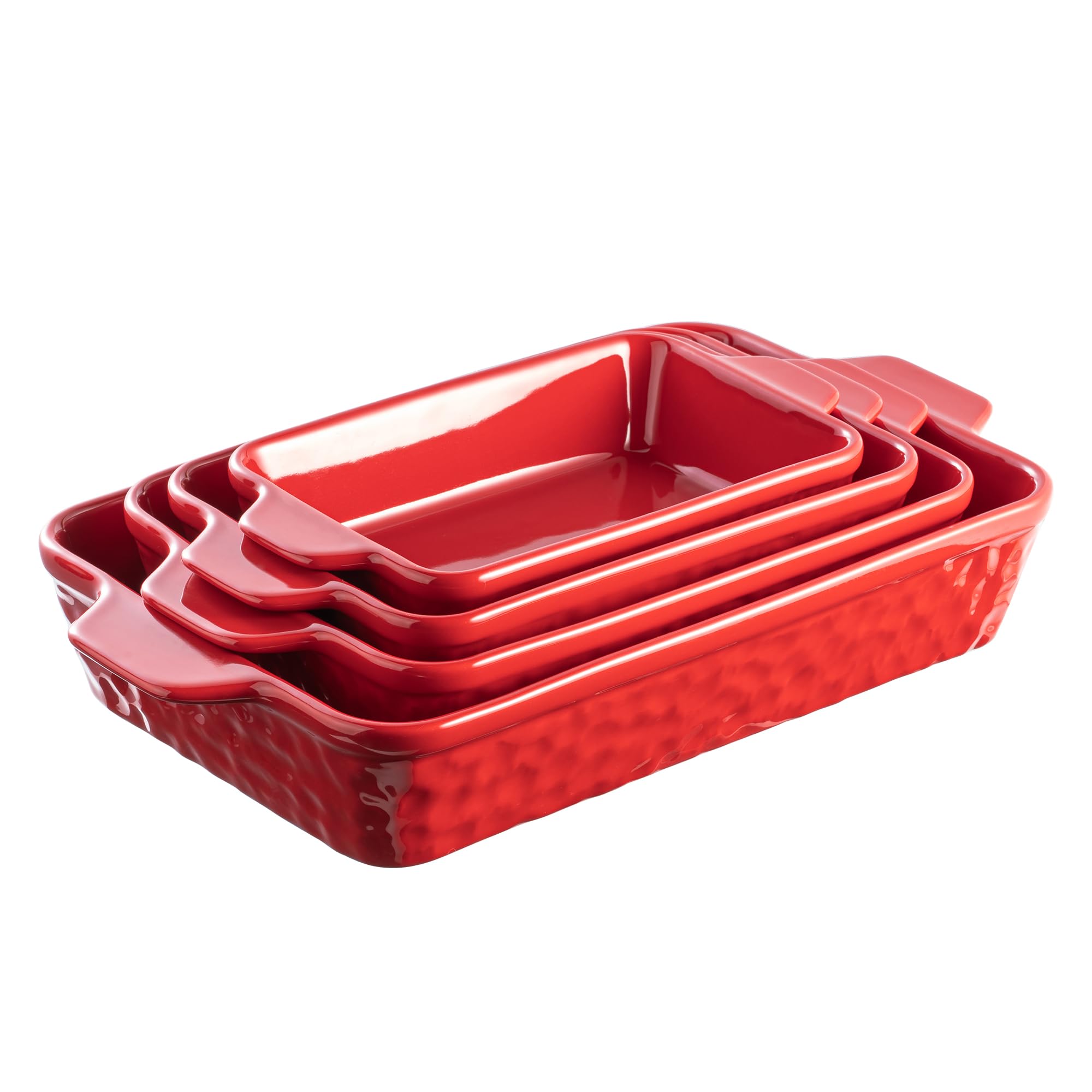 Casserole Dishes for Oven, Baking Dishes, Ceramic Bakeware Sets of 4, Rectangular Baking Pan Set with Handles for Baking, Casserole, Kitchen, Wedding Gift,White