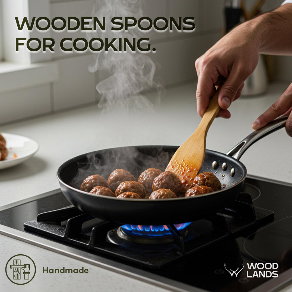 Wooden Spoons for Cooking set of 6 – Premium Wooden Utensil set for everyday use – Versatile Cooking utensils set safe for nonstick pans – Durable wooden spoon kitchen utensils set