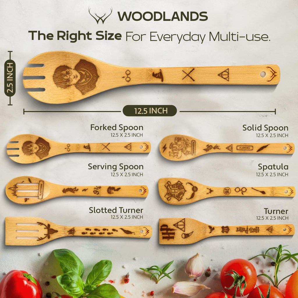 Wooden Spoons for Cooking set of 6 – Premium Wooden Utensil set for everyday use – Versatile Cooking utensils set safe for nonstick pans – Durable wooden spoon kitchen utensils set