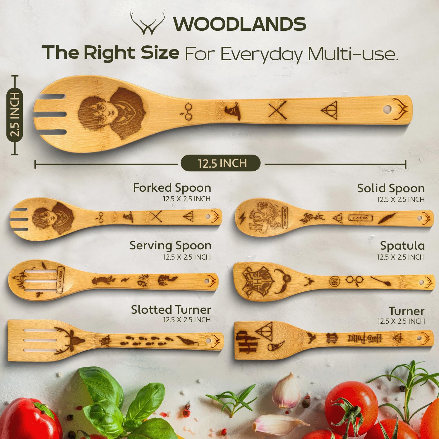Wooden Spoons for Cooking set of 6 – Premium Wooden Utensil set for everyday use – Versatile Cooking utensils set safe for nonstick pans – Durable wooden spoon kitchen utensils set