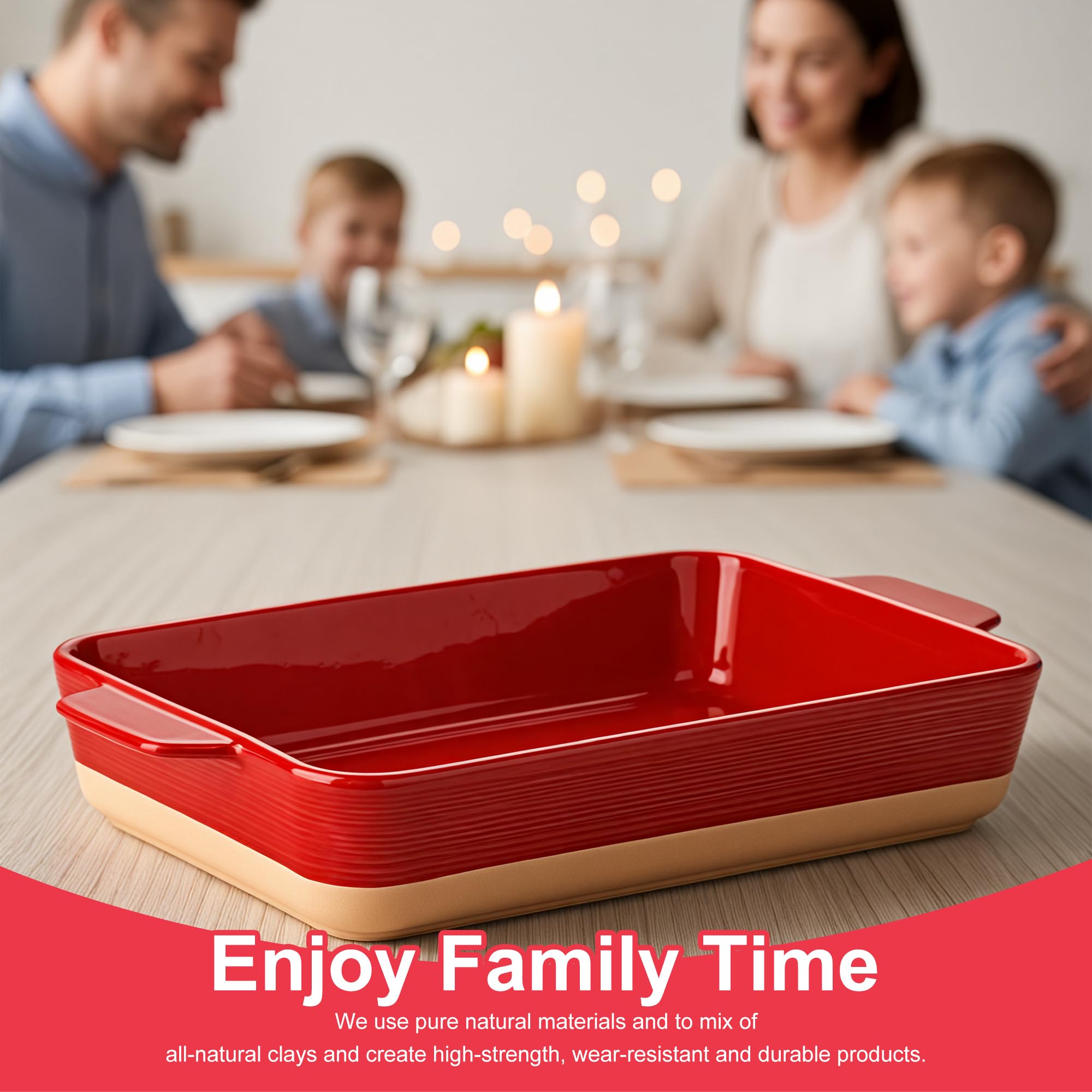 Casserole Dishes for Oven, Baking Dishes, Ceramic Bakeware Sets of 4, Rectangular Baking Pan Set with Handles for Baking, Casserole, Kitchen, Wedding Gift,White