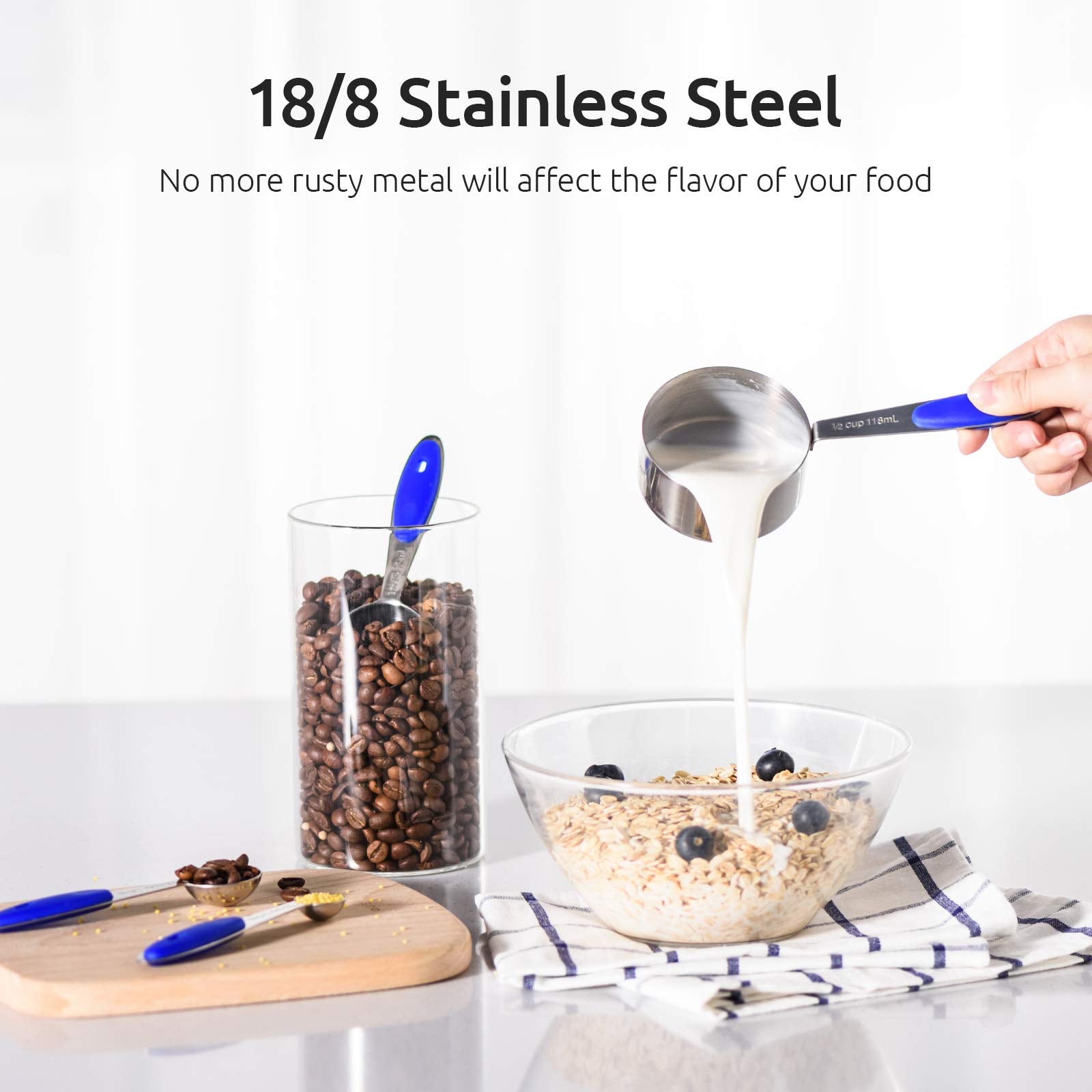 Measuring Cups : U-Taste 18/8 Stainless Steel Measuring Cups and Spoons Set of 10 Piece, Upgraded Thickness Handle(Black)
