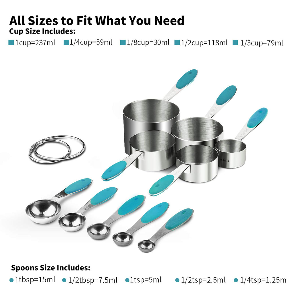 Measuring Cups : U-Taste 18/8 Stainless Steel Measuring Cups and Spoons Set of 10 Piece, Upgraded Thickness Handle(Black)