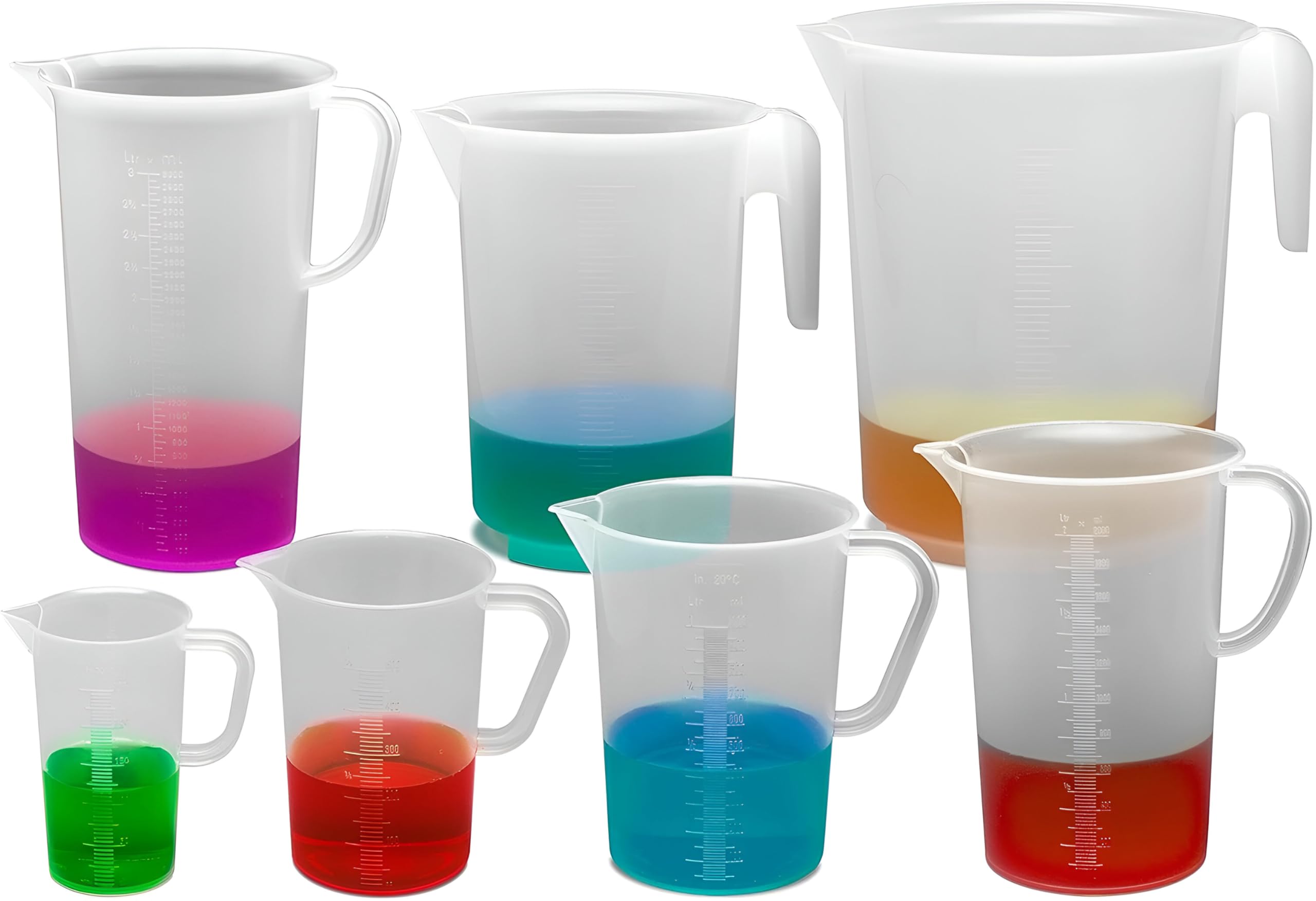 SP Bel-Art Tall Form 1000ml Polypropylene Graduated Pitcher, 10ml, Chemical-Resistant Measure Pitcher, Heat-Resistant to 121°C, Durable Shatterproof Design for Lab, Kitchen, and Industrial Use