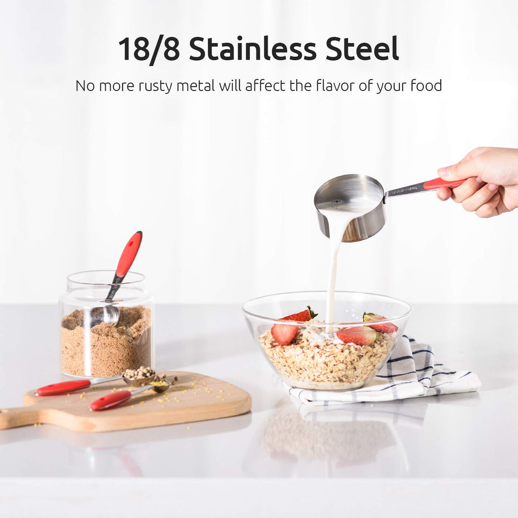 Measuring Cups : U-Taste 18/8 Stainless Steel Measuring Cups and Spoons Set of 10 Piece, Upgraded Thickness Handle(Black)