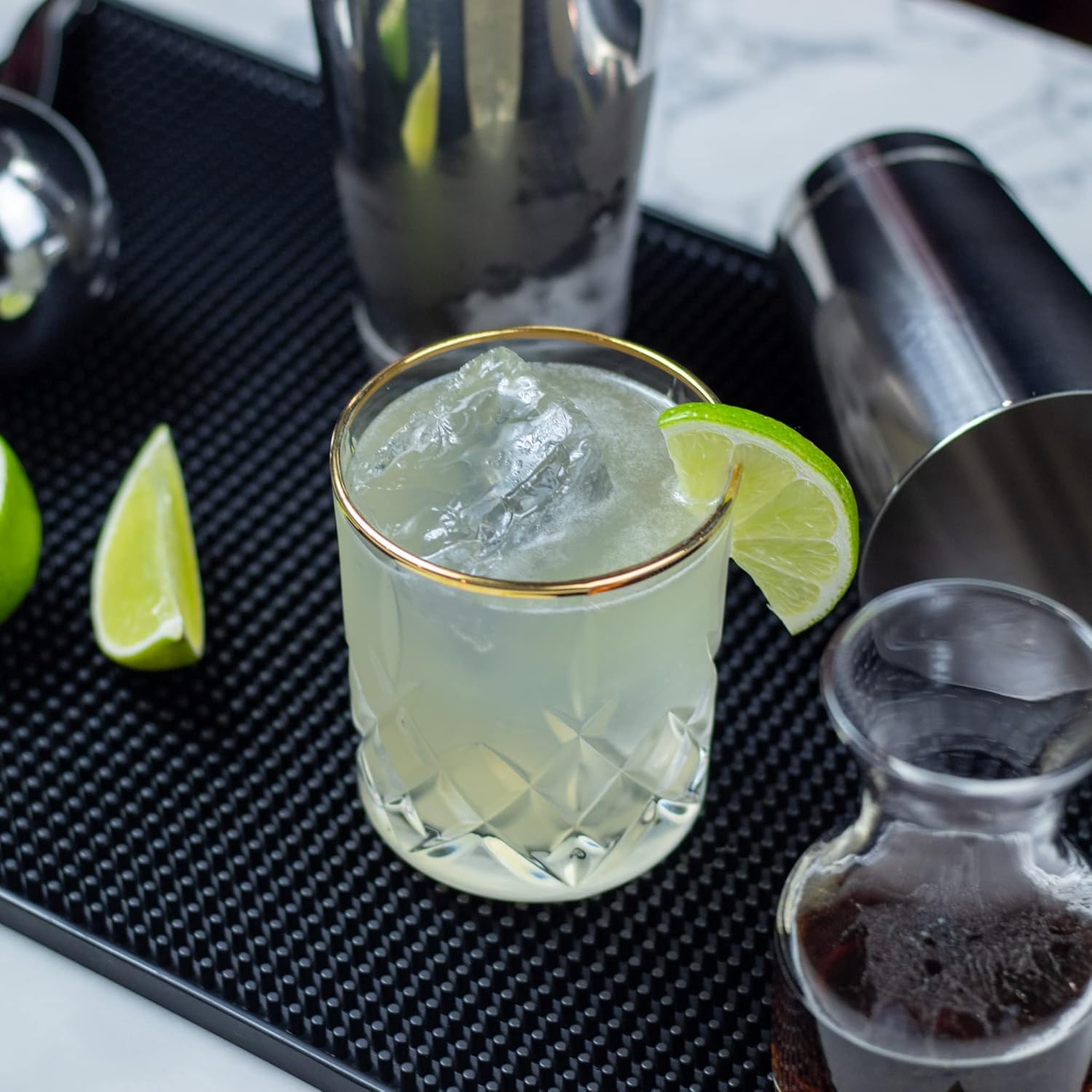 Professional Cocktail Shaker Set Bartending Kit: Weighted Boston Shaker Tins, Hawthorne Strainer and Japanese Jigger
