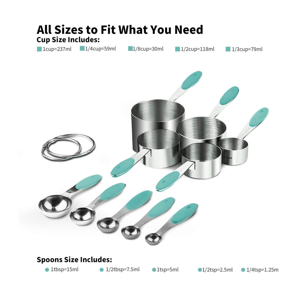 Measuring Cups : U-Taste 18/8 Stainless Steel Measuring Cups and Spoons Set of 10 Piece, Upgraded Thickness Handle(Black)