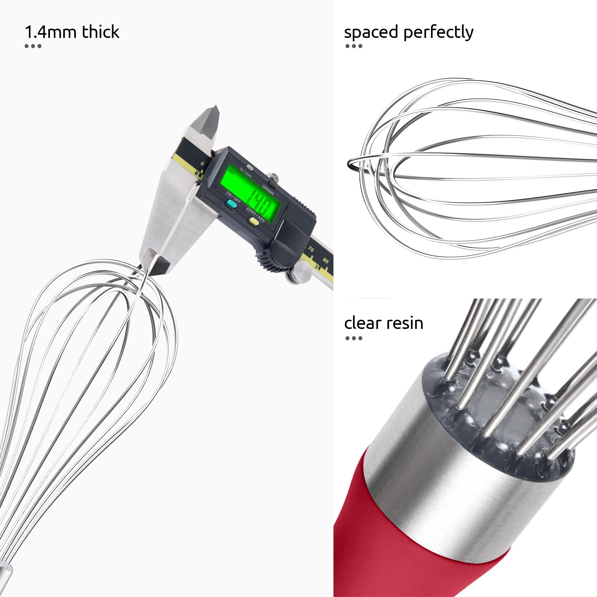 U-Taste Balloon Whisk for Cooking: 18/10 Stainless Steel Kitchen Wire Whisk, Medium Heavy Duty Egg Beater, Manual Baking Mixing Tool with 8 High Flex Wires for Stirring, Blending Sauce (Black)