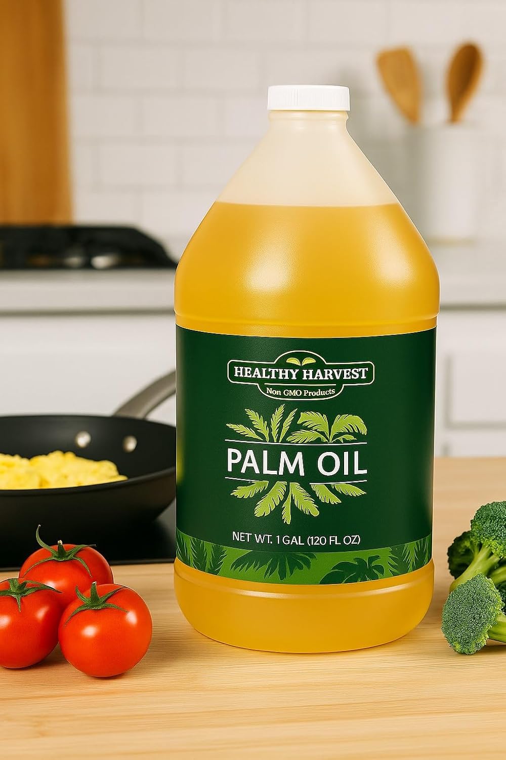 Healthy Harvest 100% Pure Palm Oil – Non-GMO, Seedless Cooking Oil for Frying, Baking & Sautéing, Rich in Natural Nutrients, 1 Gallon
