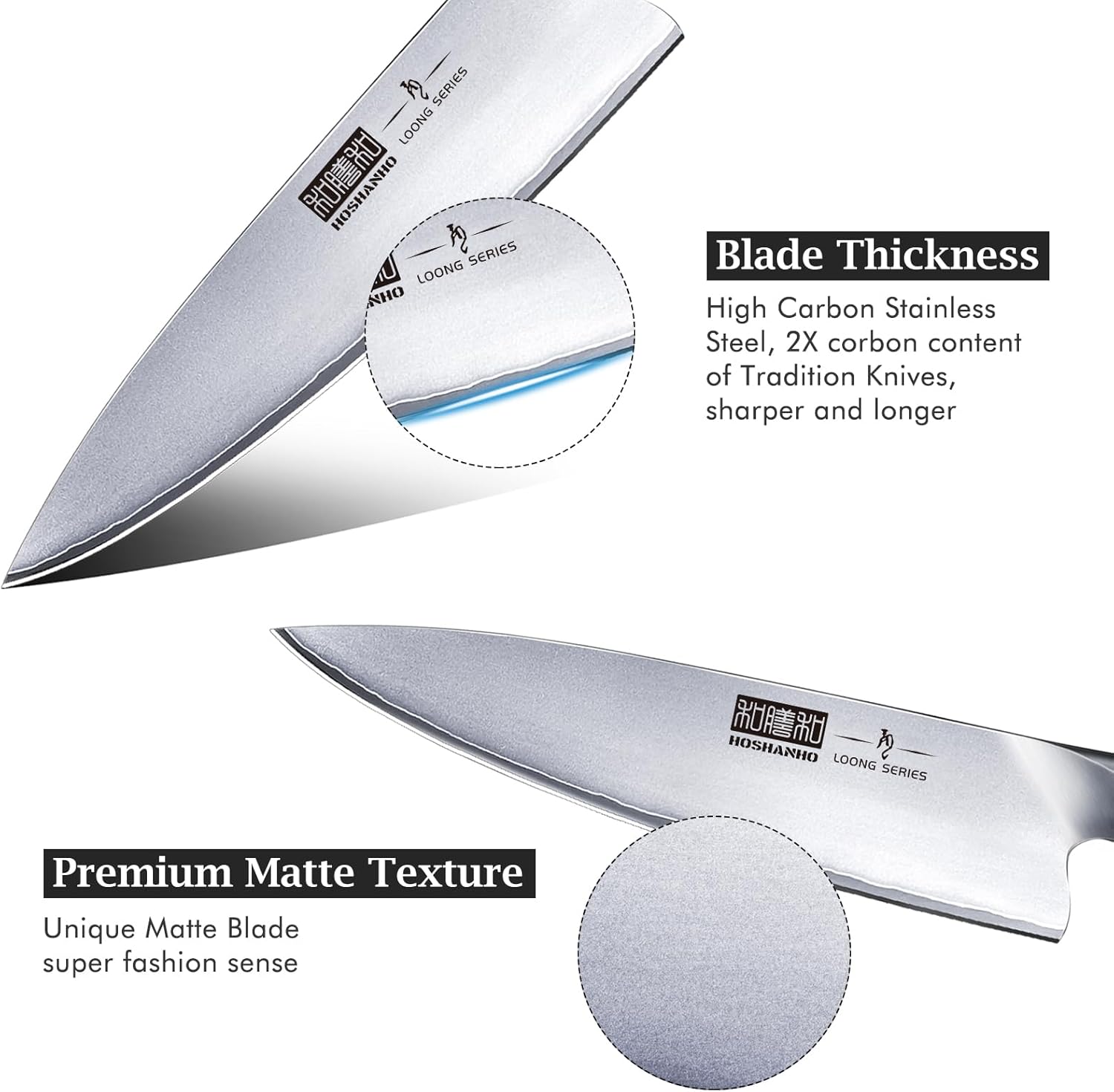 HOSHANHO Kitchen Knife in Japanese High Carbon Steel, Professional High-Class Chef's Knife 8 inch, Non-slip Ultra Sharp Cooking Knives with Ergonomic Handle