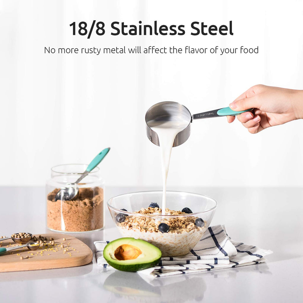 Measuring Cups : U-Taste 18/8 Stainless Steel Measuring Cups and Spoons Set of 10 Piece, Upgraded Thickness Handle(Black)