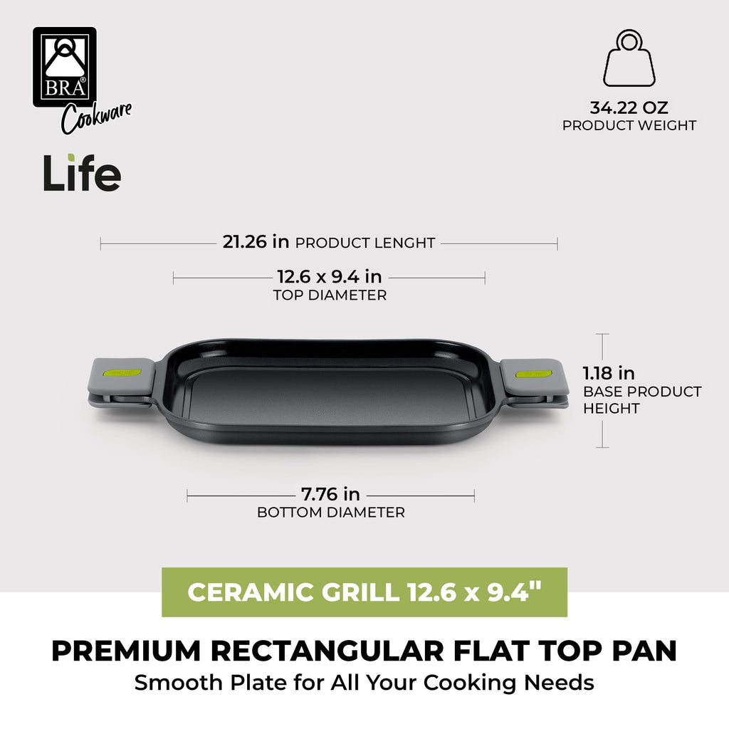 BRA COOKWARE Life Ceramic Nonstick Sauté Pan w/Glass Lid | 12.6 Inch 4.79 Quart Recycled Aluminum Deep Pan | Dual-Handle Braiser | Ceramic Non-Stick Coating | PFOA Free | All Cooktops & Oven Safe