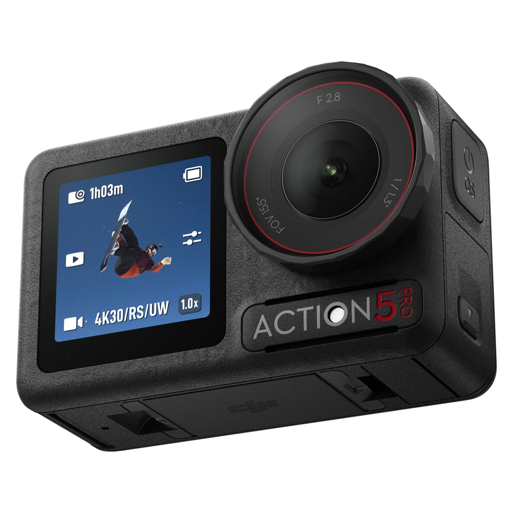 DJI Osmo Action 5 Pro Adventure Combo, 4K with 1/1.3" Sensor, 12h Extended Battery Life with 3 Batteries, Stabilization, Dual OLED Touchscreens, Mini Action Camera for Travel, Vlog
