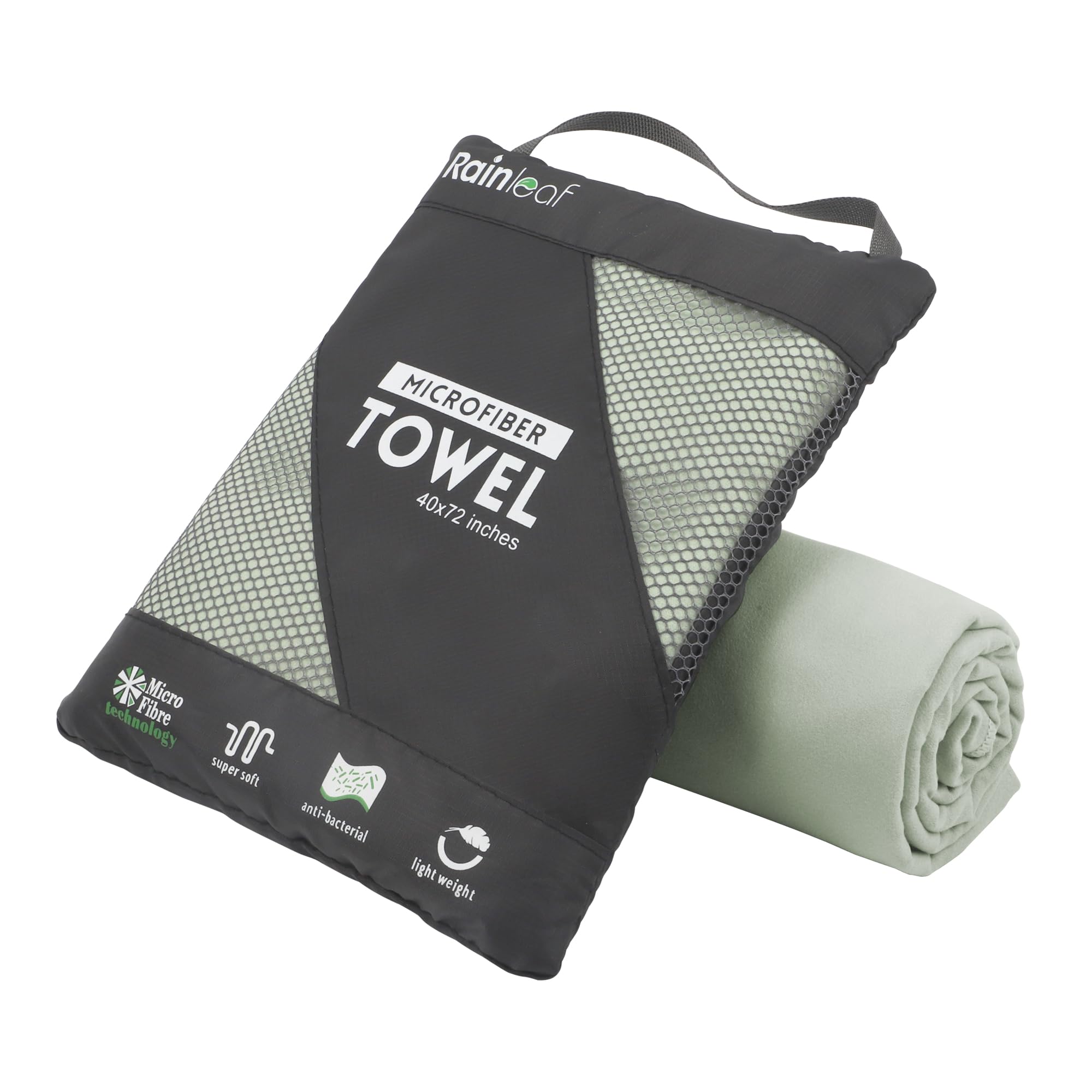 Rainleaf Microfiber Towel Perfect Travel & Gym & Camping Towel. Quick Dry - Super Absorbent - Ultra Compact - Lightweight. Suitable for Trip, Beach, Shower, Backpacking, Pool
