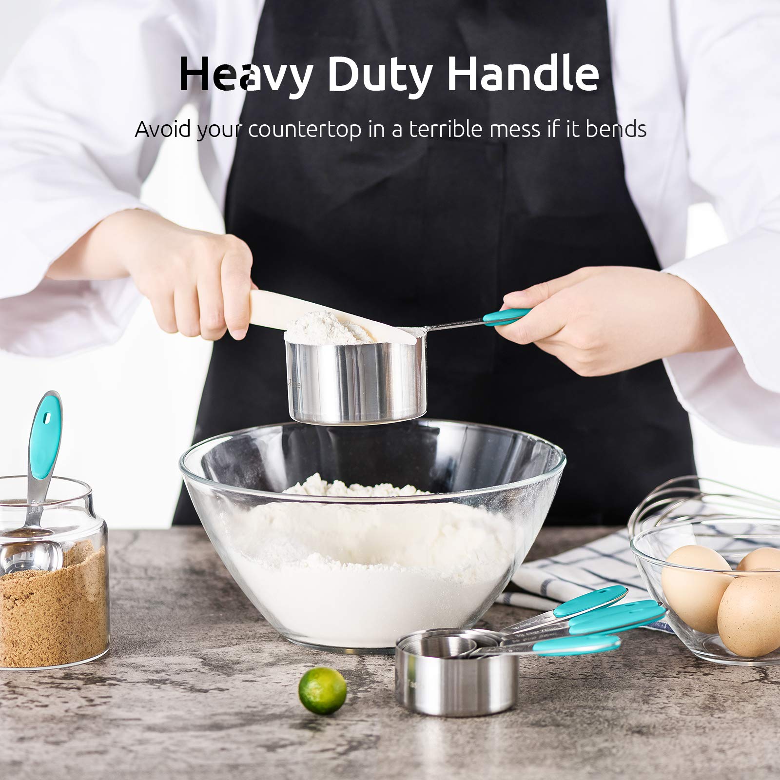 Measuring Cups : U-Taste 18/8 Stainless Steel Measuring Cups and Spoons Set of 10 Piece, Upgraded Thickness Handle(Black)