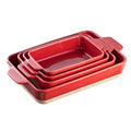 Casserole Dishes for Oven, Baking Dishes, Ceramic Bakeware Sets of 4, Rectangular Baking Pan Set with Handles for Baking, Casserole, Kitchen, Wedding Gift,White