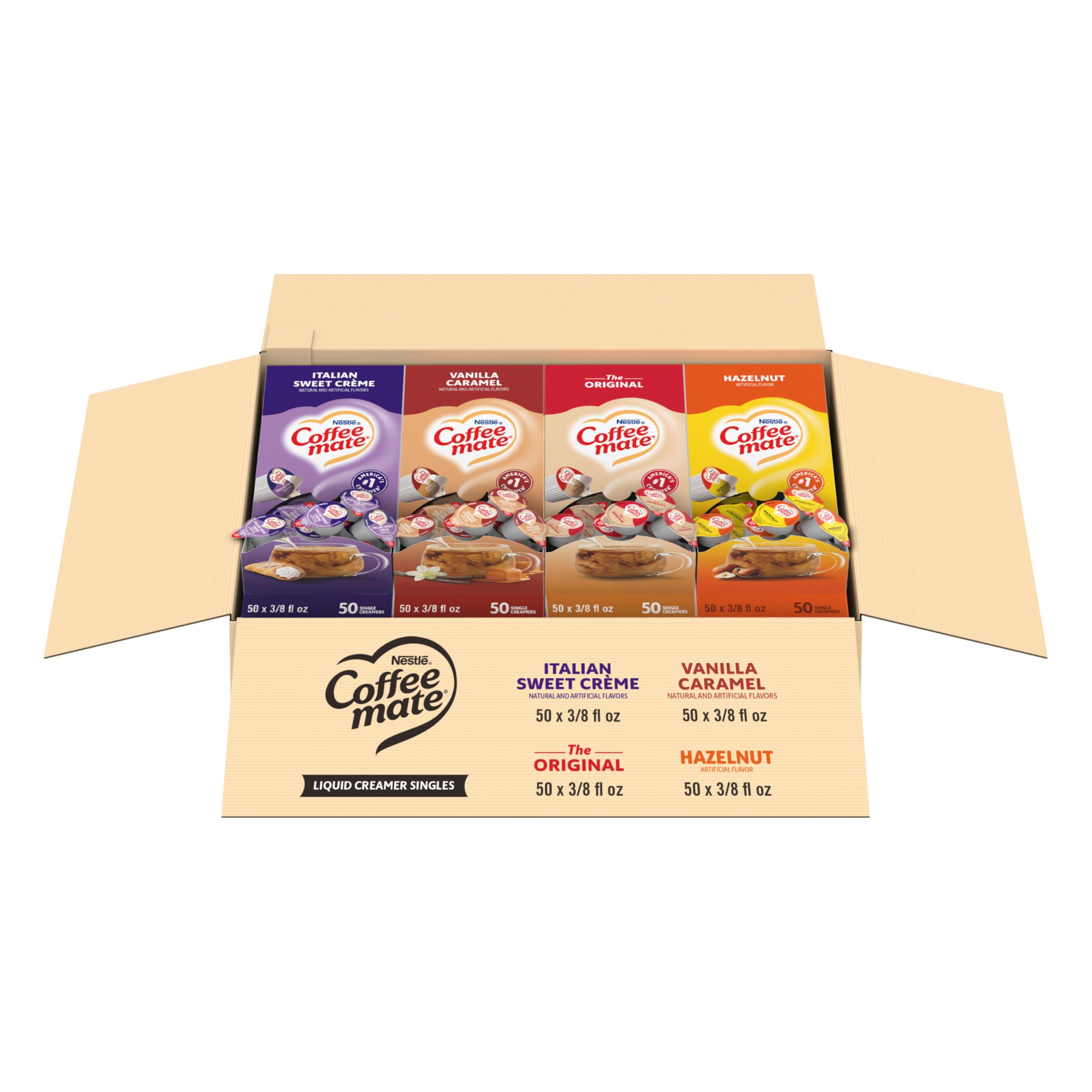 Nestle Coffee mate Creamer Singles Variety Pack, Original, French Vanilla, Hazelnut, Non Dairy, No Refrigeration, 150 Count (Pack of 3)