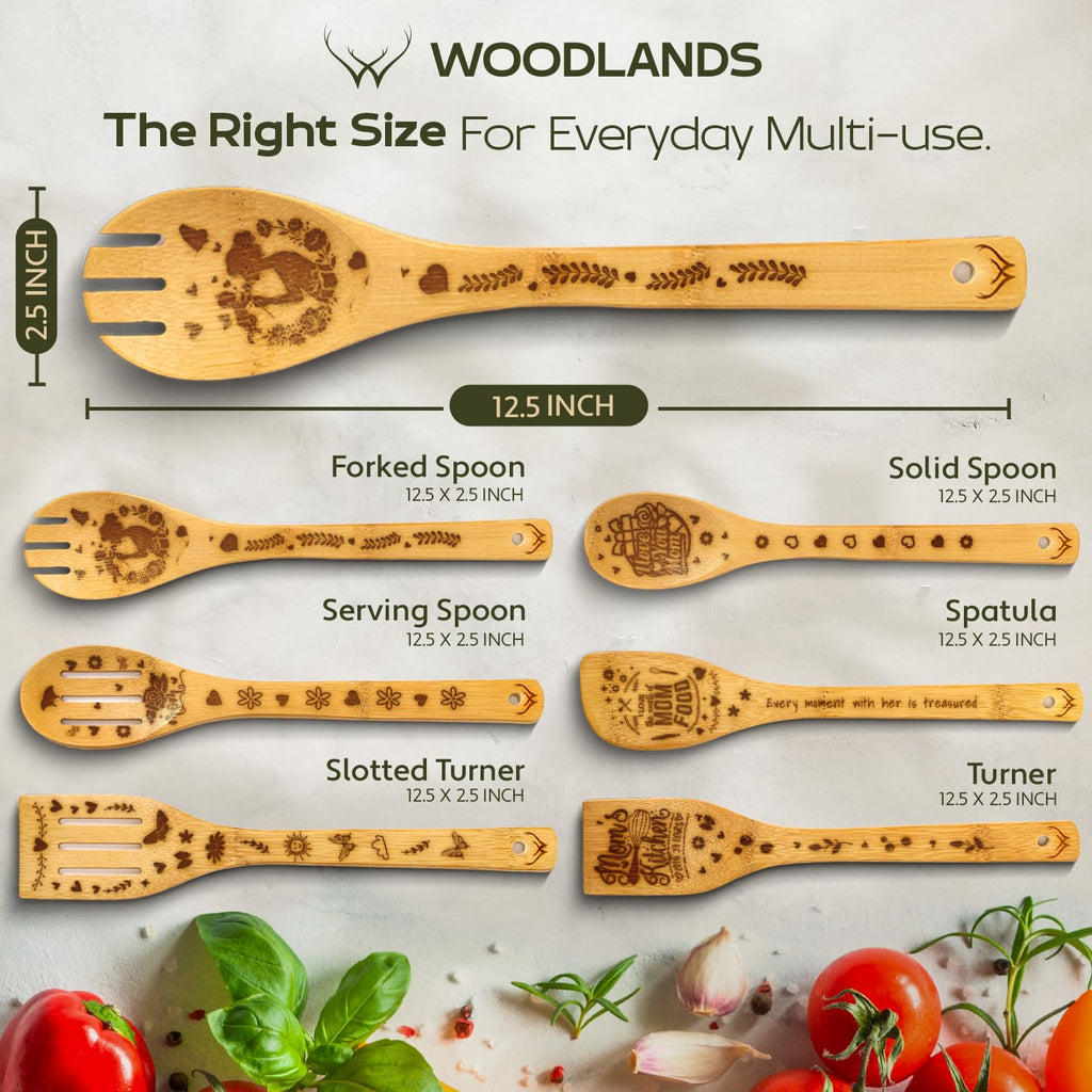 Wooden Spoons for Cooking set of 6 – Premium Wooden Utensil set for everyday use – Versatile Cooking utensils set safe for nonstick pans – Durable wooden spoon kitchen utensils set