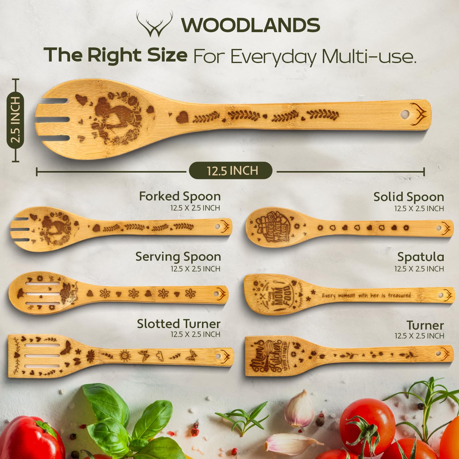 Wooden Spoons for Cooking set of 6 – Premium Wooden Utensil set for everyday use – Versatile Cooking utensils set safe for nonstick pans – Durable wooden spoon kitchen utensils set