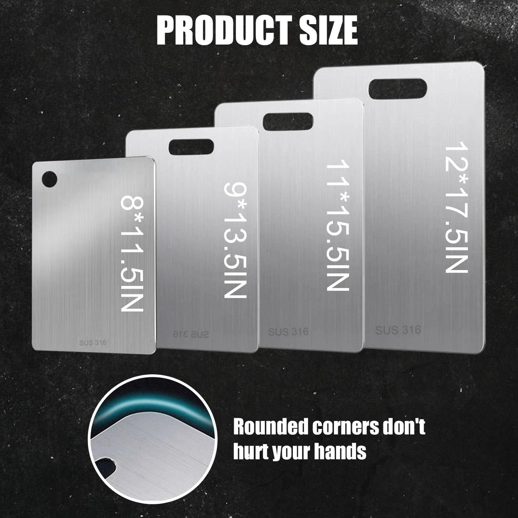 Stainless Steel Cutting Board, 2026 Upgrade Non Toxic Cutting Boards for Kitchen Hygiene Double Sided Chopping Board for Meat/Vegetables,316 Metal Dishwasher Safe Kitchen Gifts(4PC-S+L+XL+XXL)