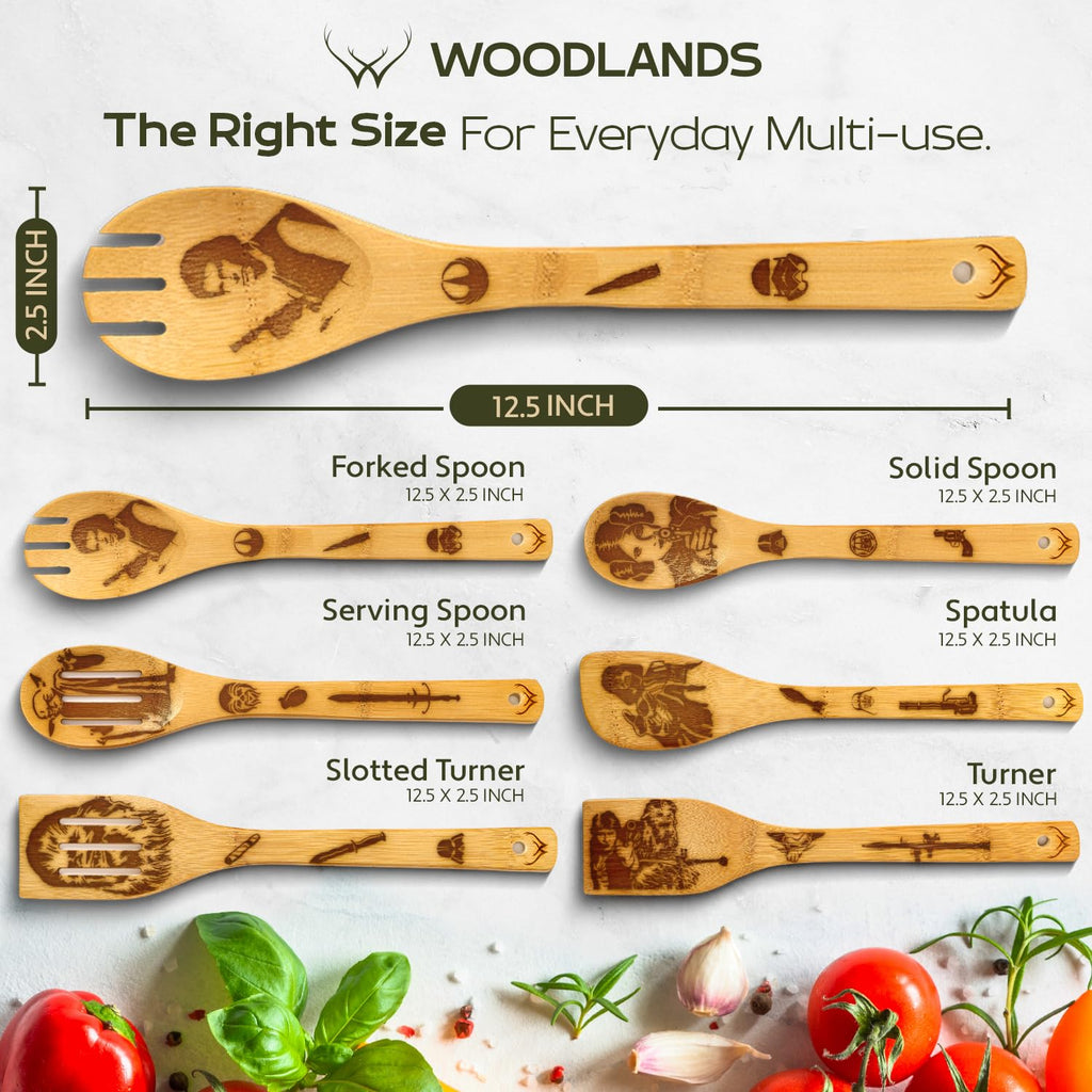 Wooden Spoons for Cooking set of 6 – Premium Wooden Utensil set for everyday use – Versatile Cooking utensils set safe for nonstick pans – Durable wooden spoon kitchen utensils set