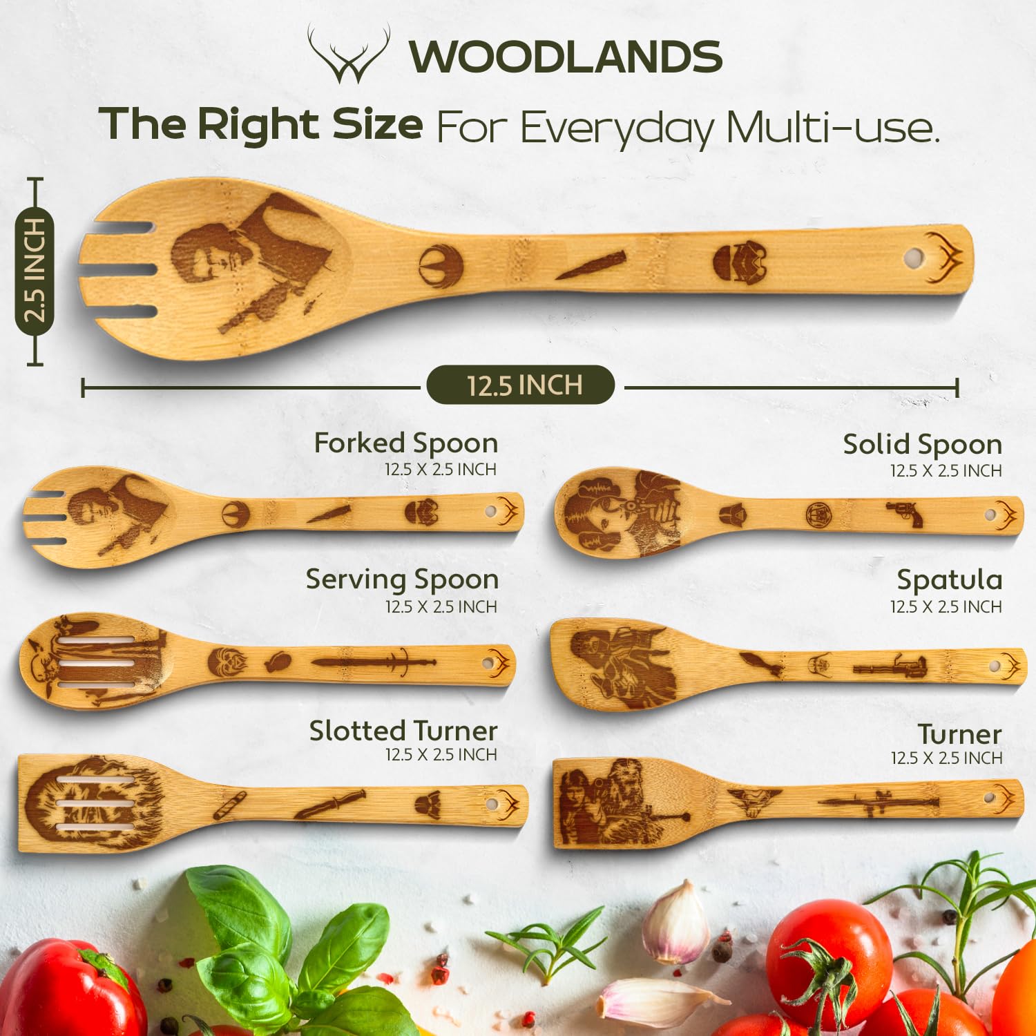 Wooden Spoons for Cooking set of 6 – Premium Wooden Utensil set for everyday use – Versatile Cooking utensils set safe for nonstick pans – Durable wooden spoon kitchen utensils set