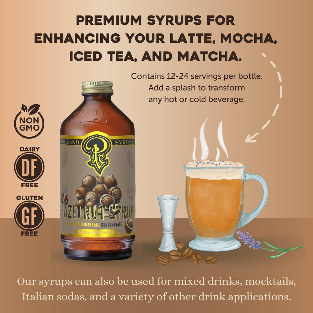 Portland Syrups Brown Sugar Simple Syrup - Drink Mix for Crafting Cocktails, Sugar Syrup for Drinks, Simple Syrup for Coffee, Mocktails, Baking, 12 oz, Pack of 2