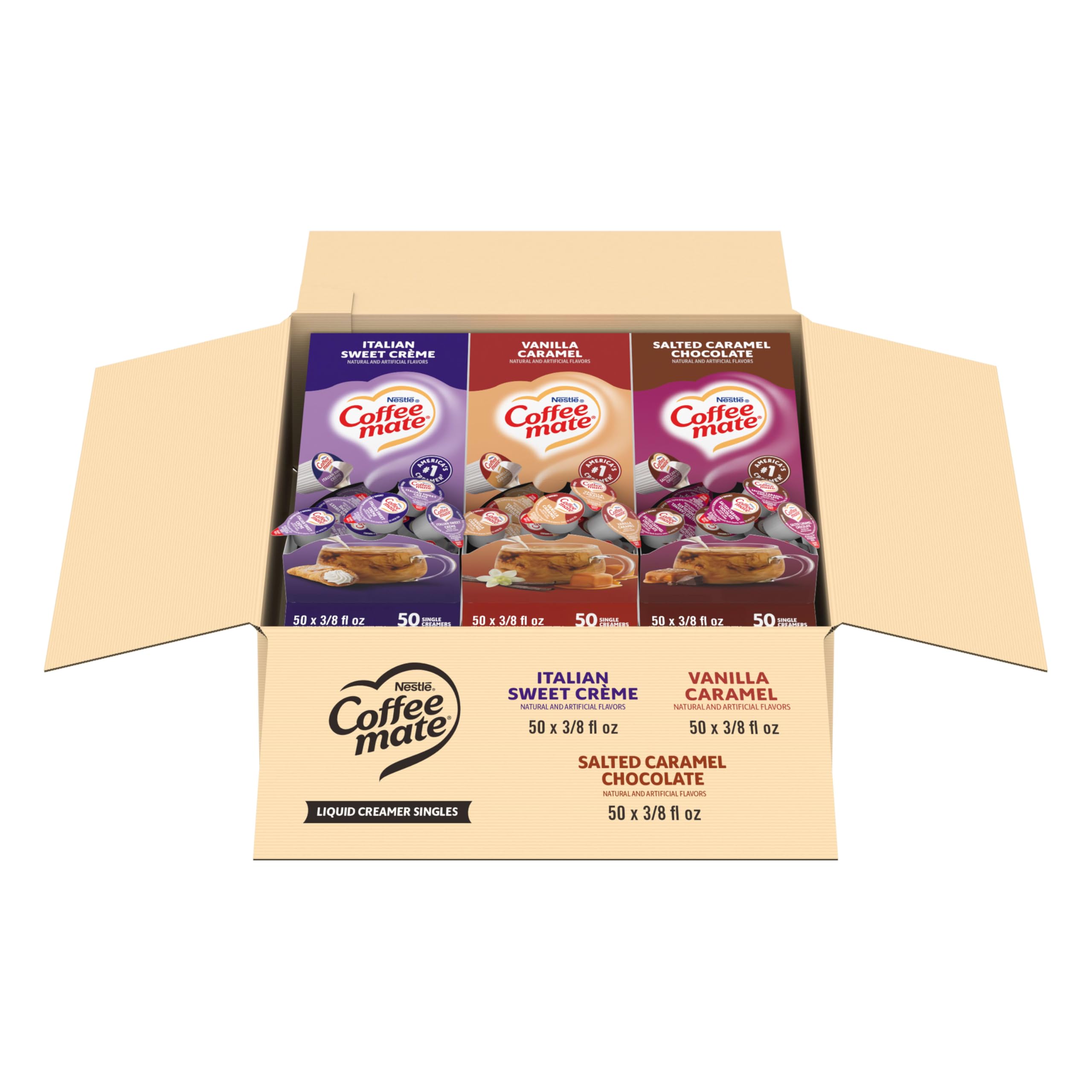 Nestle Coffee mate Creamer Singles Variety Pack, Original, French Vanilla, Hazelnut, Non Dairy, No Refrigeration, 150 Count (Pack of 3)
