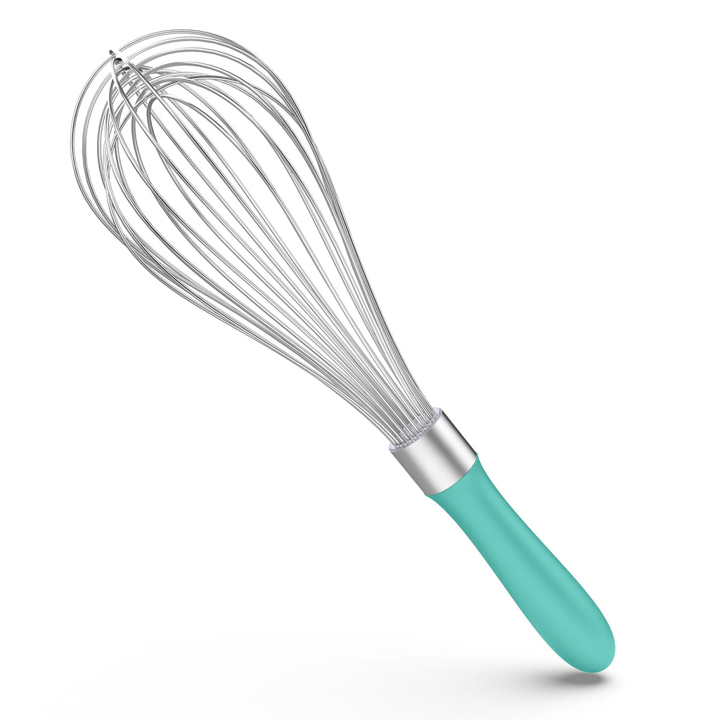 U-Taste Balloon Whisk for Cooking: 18/10 Stainless Steel Kitchen Wire Whisk, Medium Heavy Duty Egg Beater, Manual Baking Mixing Tool with 8 High Flex Wires for Stirring, Blending Sauce (Black)