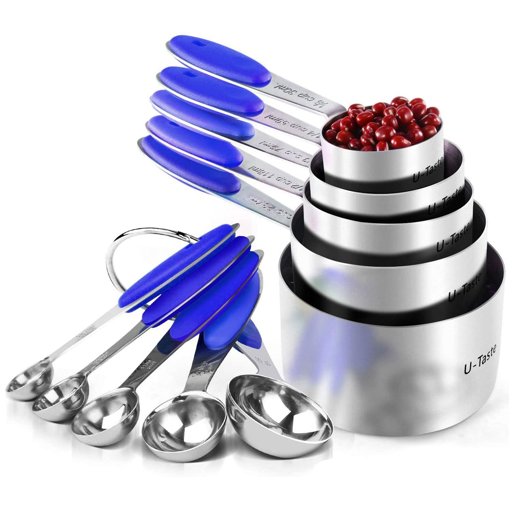 Measuring Cups : U-Taste 18/8 Stainless Steel Measuring Cups and Spoons Set of 10 Piece, Upgraded Thickness Handle(Black)