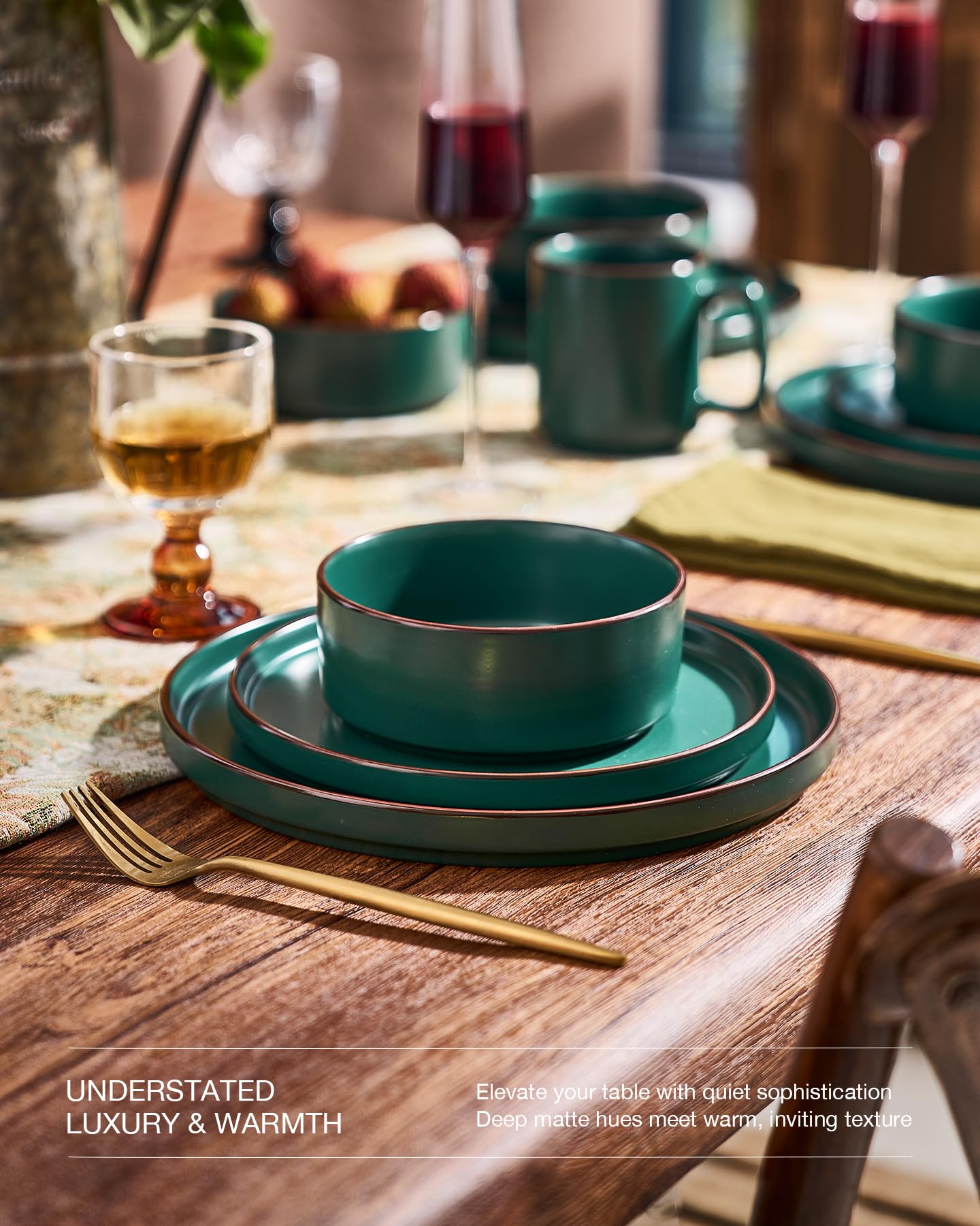 Famiware Nebula Ridge Stoneware Dinnerware Sets, Plates and Bowls Sets for 4, 12 Pieces Dishes Set, Microwave and Dishwasher Safe Kitchen Plates, Light Gray