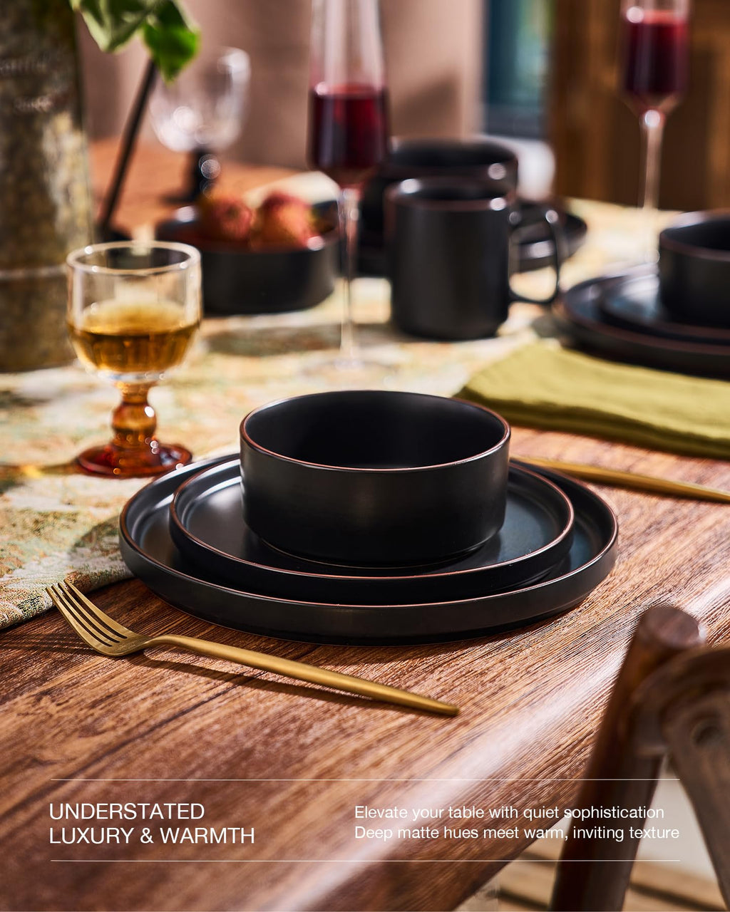 Famiware Nebula Ridge Stoneware Dinnerware Sets, Plates and Bowls Sets for 4, 12 Pieces Dishes Set, Microwave and Dishwasher Safe Kitchen Plates, Light Gray