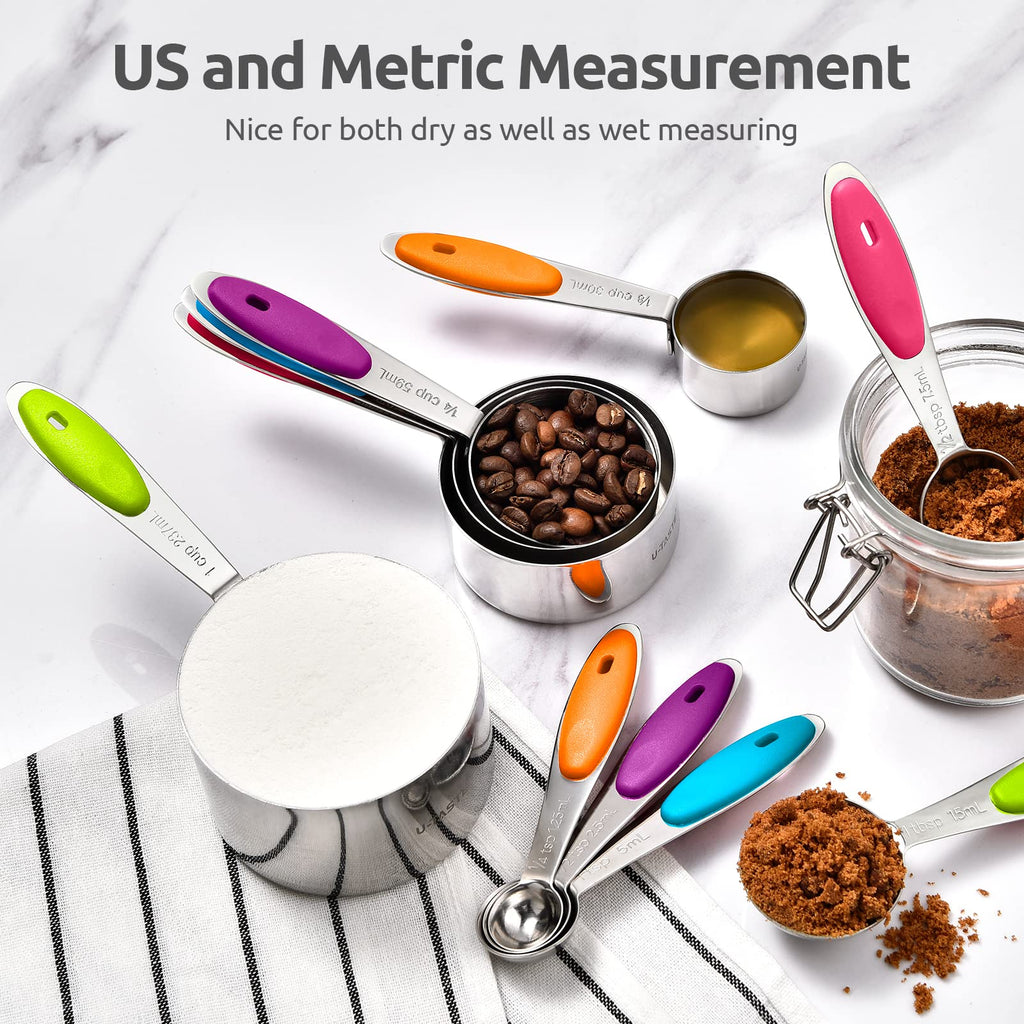 Measuring Cups : U-Taste 18/8 Stainless Steel Measuring Cups and Spoons Set of 10 Piece, Upgraded Thickness Handle(Black)