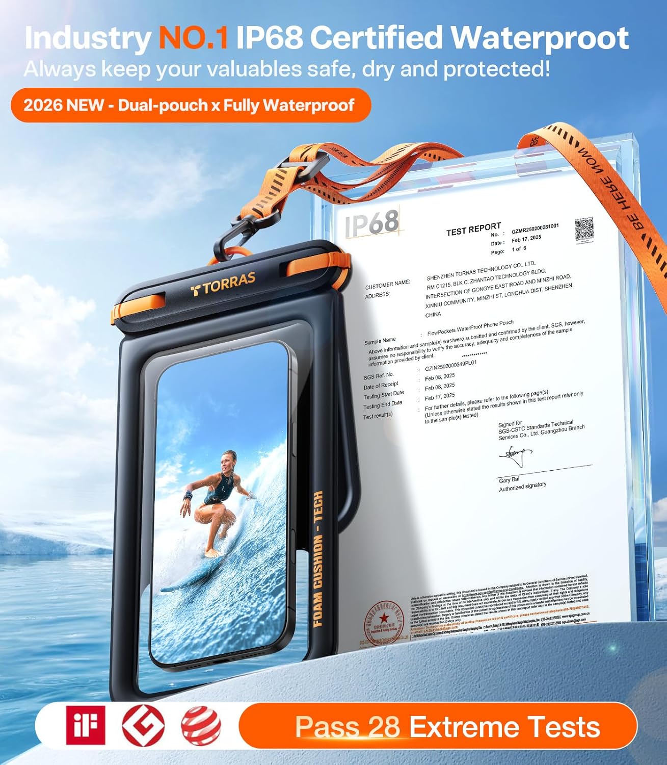 TORRAS IP68 Waterproof Phone Pouch Double Space, Floating Waterproof Phone Case with Lanyard for iPhone 17 Pro Max 16 15 14 S26 S25, Phone Dry Bag Vacation Cruise Ship Travel Essentials 7.0'', Black