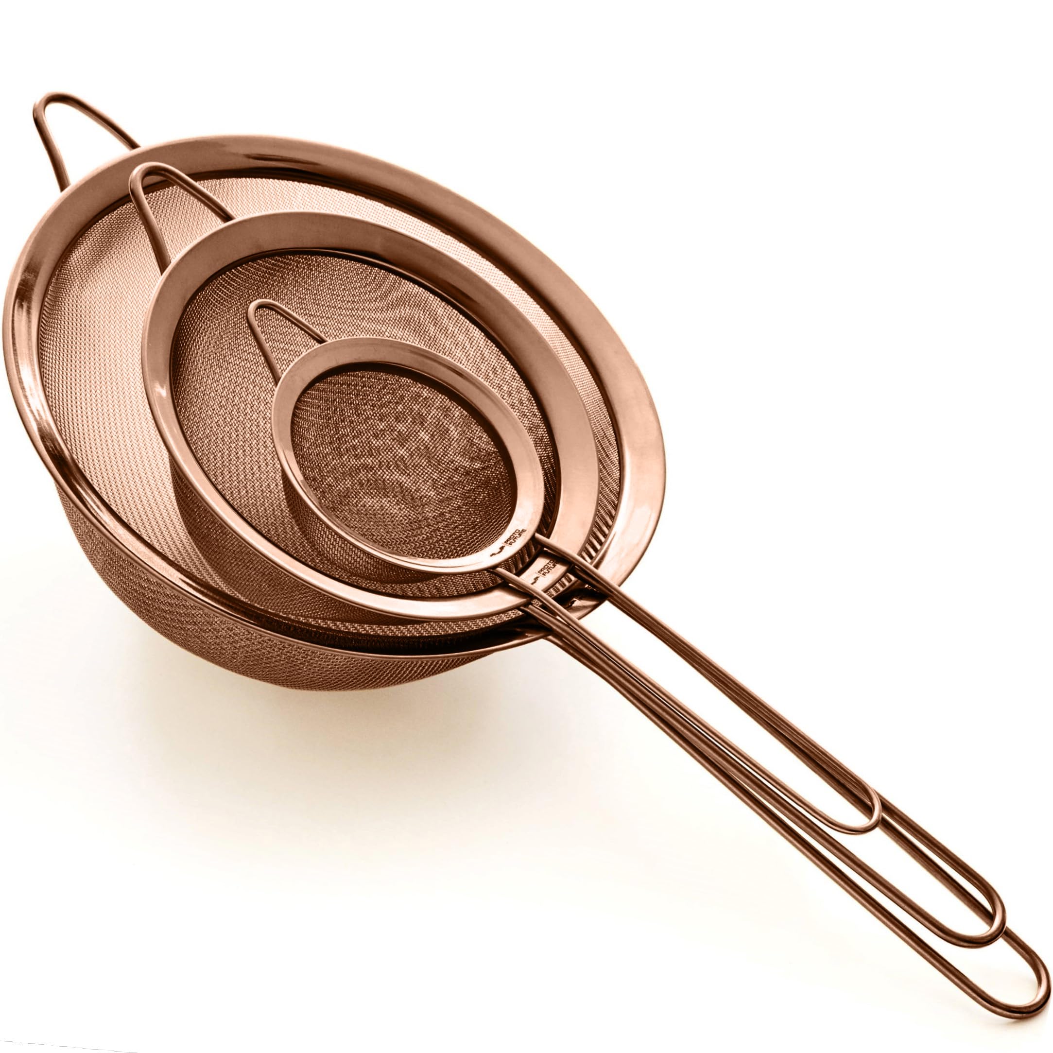 Strainer Set Fine Mesh – Premium 304 Stainless Steel (18/8) – 8″, 5.5″ and 3.3″ Sturdy Kitchen Strainers (Silver)