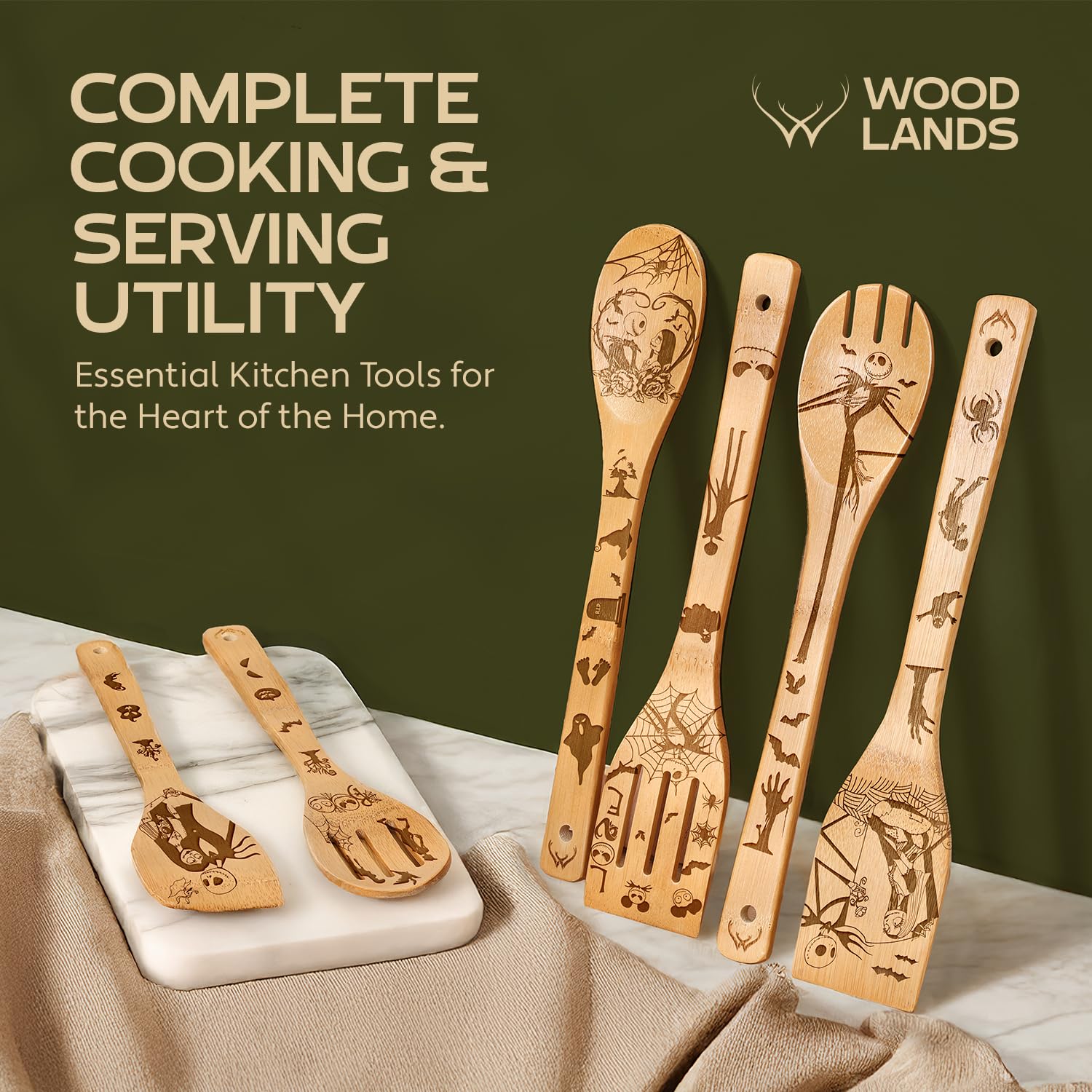 Wooden Spoons for Cooking set of 6 – Premium Wooden Utensil set for everyday use – Versatile Cooking utensils set safe for nonstick pans – Durable wooden spoon kitchen utensils set