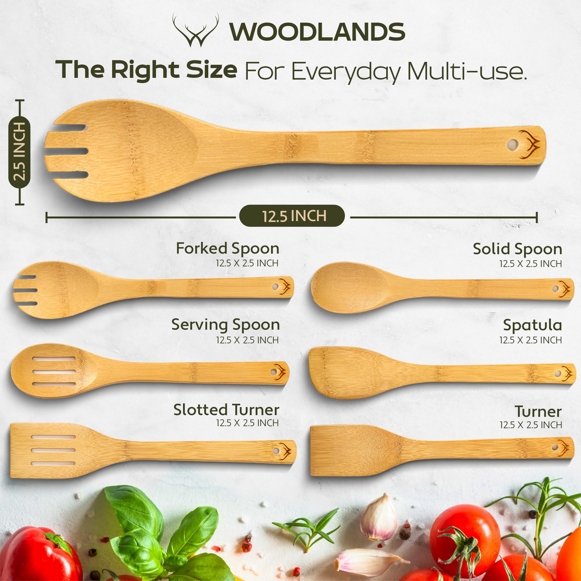 Wooden Spoons for Cooking set of 6 – Premium Wooden Utensil set for everyday use – Versatile Cooking utensils set safe for nonstick pans – Durable wooden spoon kitchen utensils set