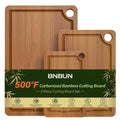 Bamboo Cutting Board for Kitchen – 3-Piece Wooden Boards with Juice Grooves, Side Handles, Non-Slip Mats – Perfect for Meat, Veggies Fruit,Cutting Board & Knife Sets – Ideal Kitchen Gift