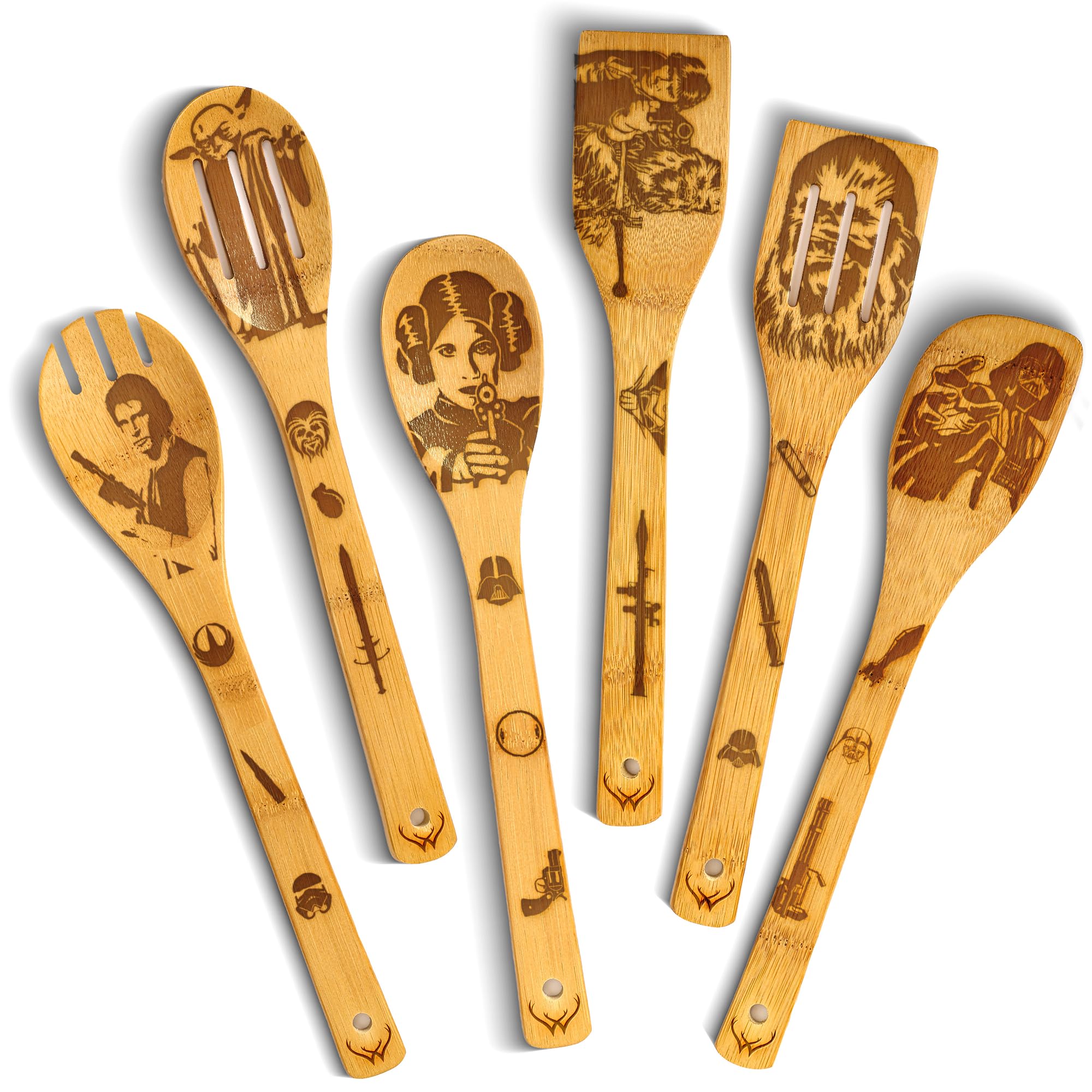 Wooden Spoons for Cooking set of 6 – Premium Wooden Utensil set for everyday use – Versatile Cooking utensils set safe for nonstick pans – Durable wooden spoon kitchen utensils set