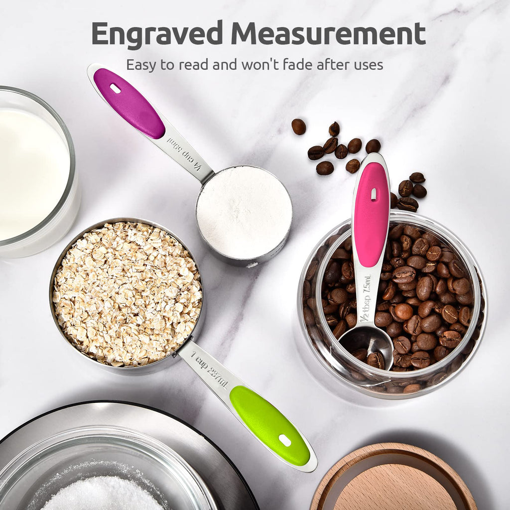 Measuring Cups : U-Taste 18/8 Stainless Steel Measuring Cups and Spoons Set of 10 Piece, Upgraded Thickness Handle(Black)