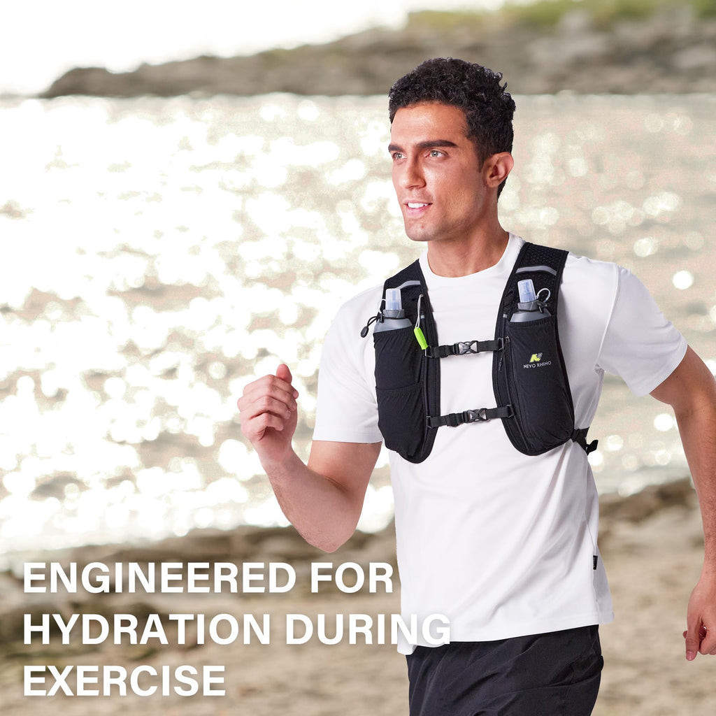 N NEVO RHINO 2PCS Soft Flask, 17oz/500ml TPU Running Water Bottle for Hydration Vests and Running Packs, Leak-proof BPA-Free Collapsible Water Bottles for Running, Hiking, Cycling, Climbing