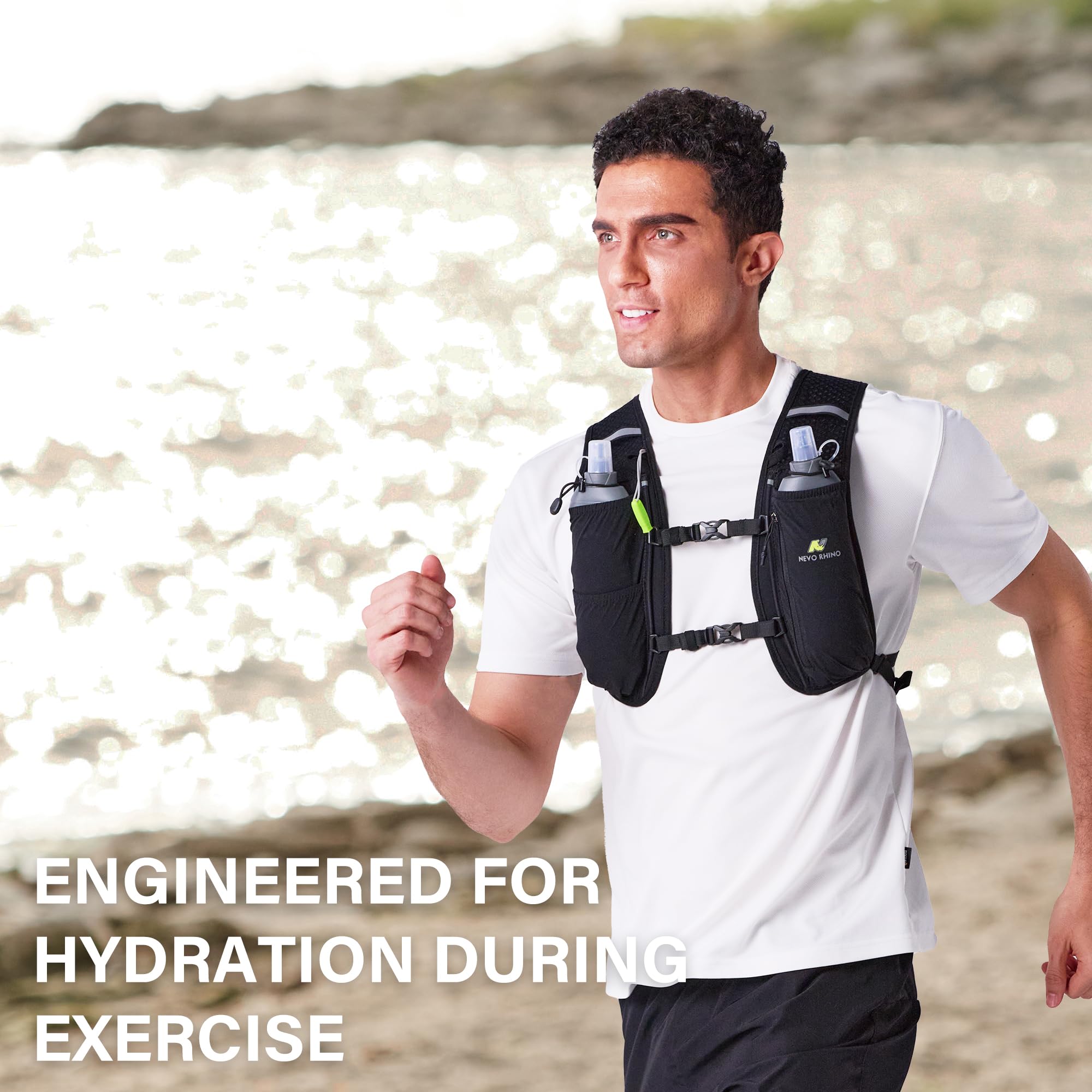 N NEVO RHINO 2PCS Soft Flask, 17oz/500ml TPU Running Water Bottle for Hydration Vests and Running Packs, Leak-proof BPA-Free Collapsible Water Bottles for Running, Hiking, Cycling, Climbing