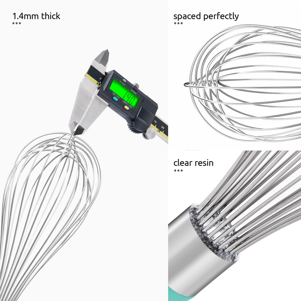 U-Taste Balloon Whisk for Cooking: 18/10 Stainless Steel Kitchen Wire Whisk, Medium Heavy Duty Egg Beater, Manual Baking Mixing Tool with 8 High Flex Wires for Stirring, Blending Sauce (Black)