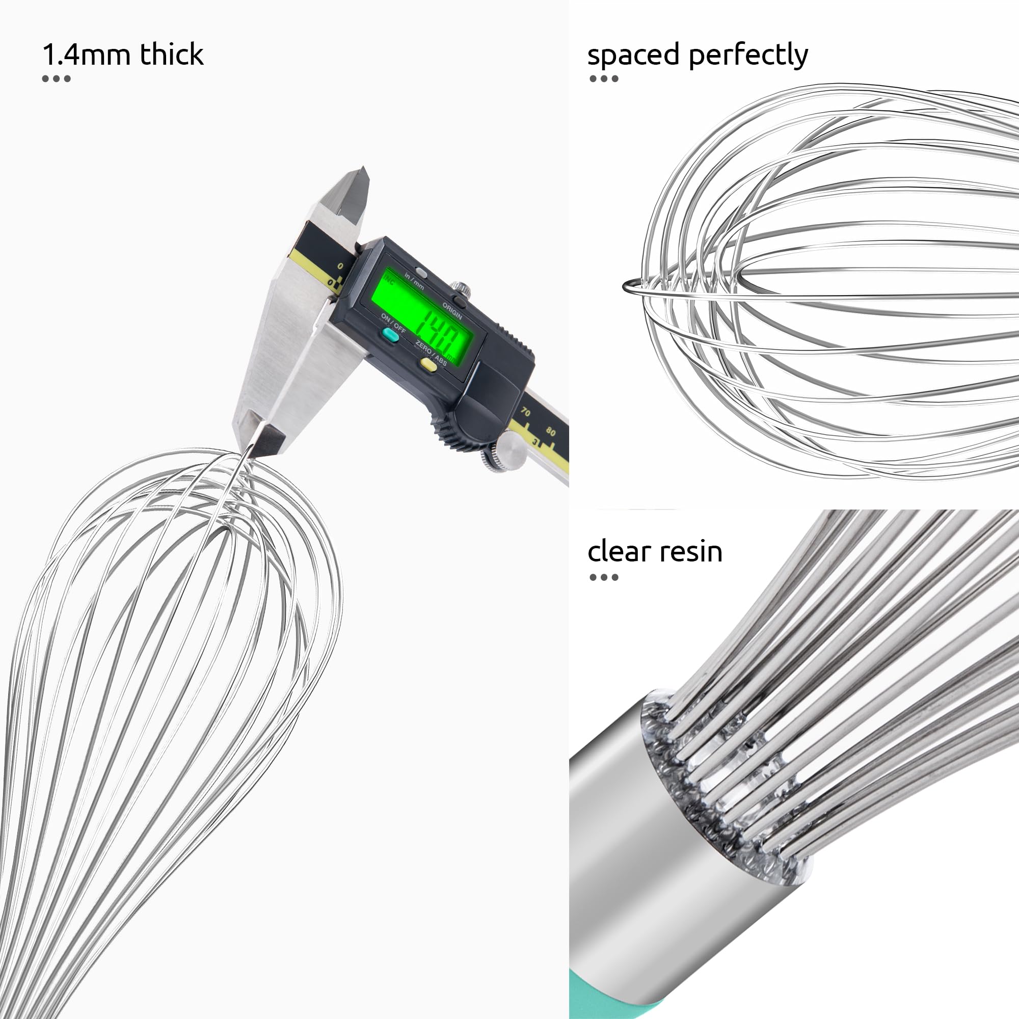 U-Taste Balloon Whisk for Cooking: 18/10 Stainless Steel Kitchen Wire Whisk, Medium Heavy Duty Egg Beater, Manual Baking Mixing Tool with 8 High Flex Wires for Stirring, Blending Sauce (Black)