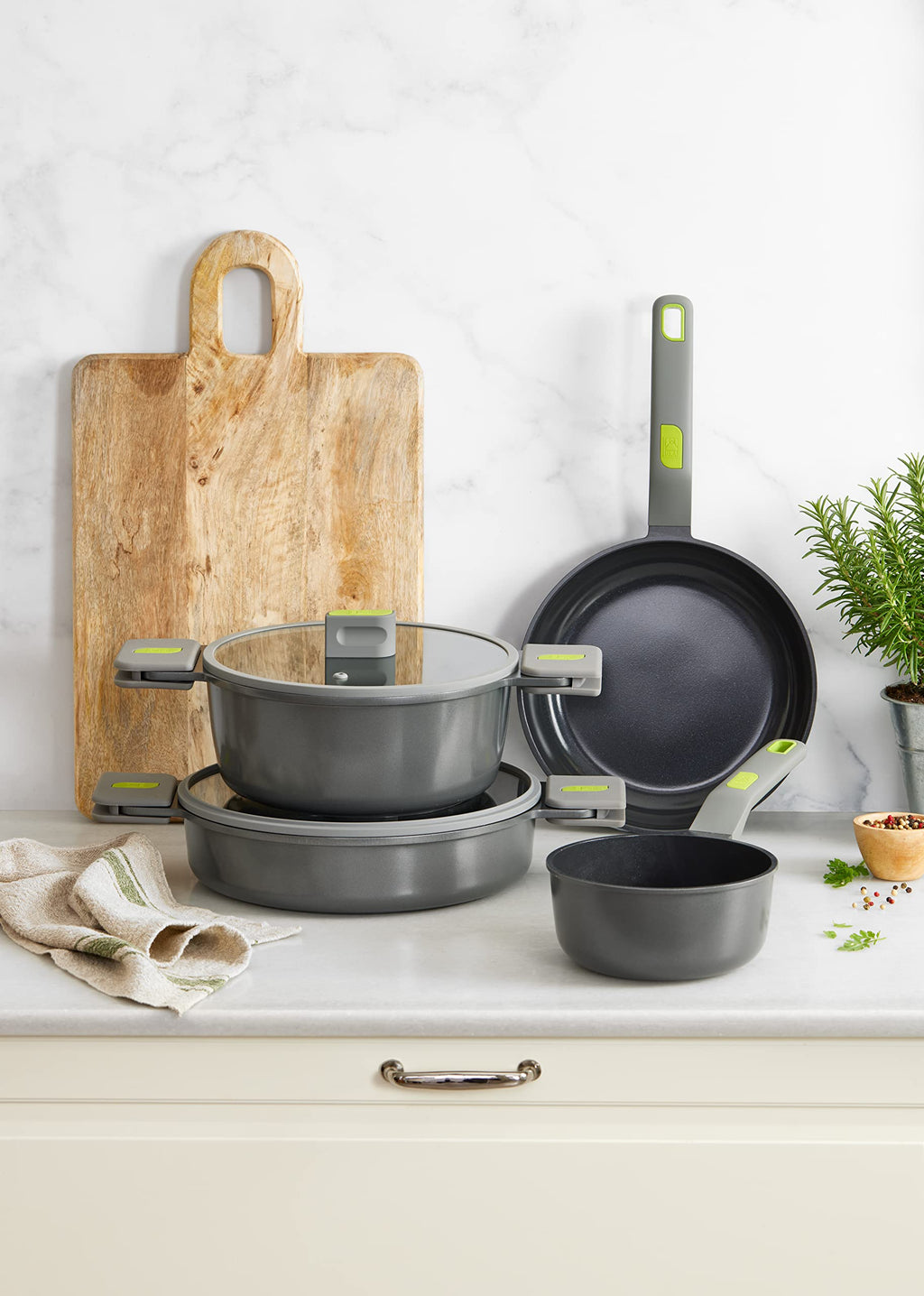 BRA COOKWARE Life Ceramic Nonstick Sauté Pan w/Glass Lid | 12.6 Inch 4.79 Quart Recycled Aluminum Deep Pan | Dual-Handle Braiser | Ceramic Non-Stick Coating | PFOA Free | All Cooktops & Oven Safe