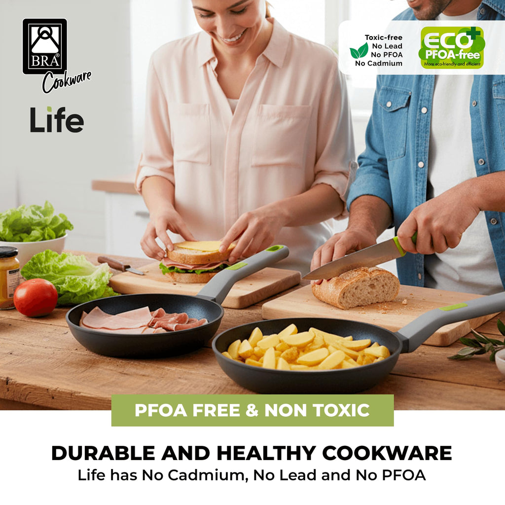 BRA COOKWARE Life Ceramic Nonstick Sauté Pan w/Glass Lid | 12.6 Inch 4.79 Quart Recycled Aluminum Deep Pan | Dual-Handle Braiser | Ceramic Non-Stick Coating | PFOA Free | All Cooktops & Oven Safe